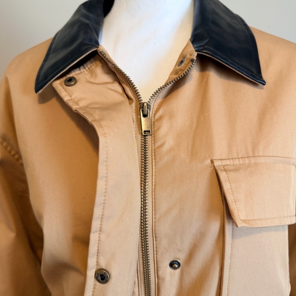 NWOT Zara combination quilted jacket women's oversized faux leather size medium - Picture 9 of 11